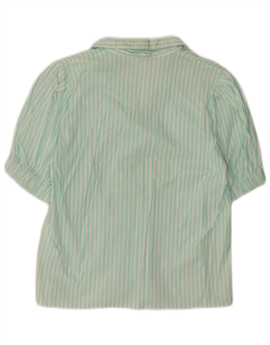 Bluză cămașă cu mânecă scurtă pentru femei VINTAGE UK 14 Medium Green Pinstripe