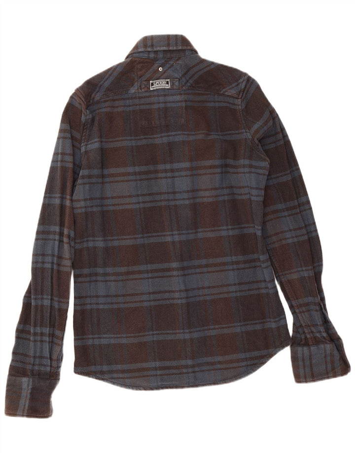 Cămașă de flanel pentru bărbați Superdry, bumbac cu carouri maro mediu