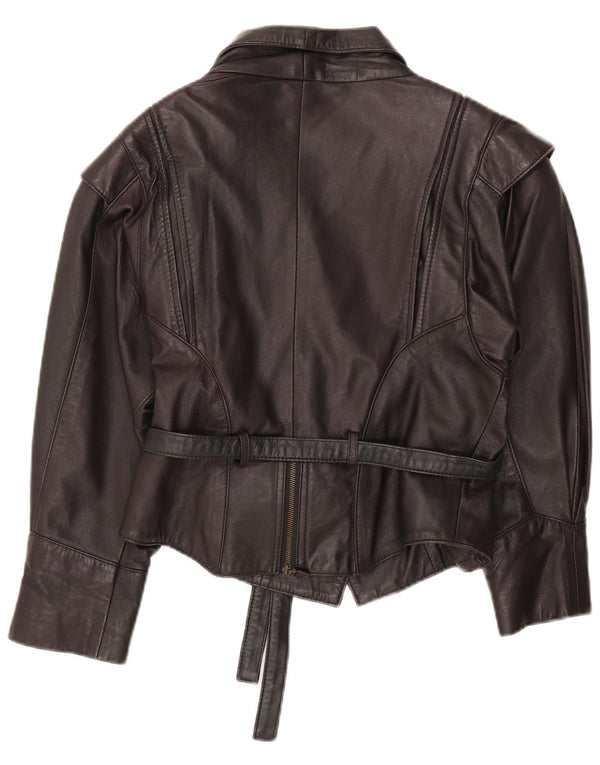 Jachetă de piele vintage pentru femei UK 12 Medium Black Leather