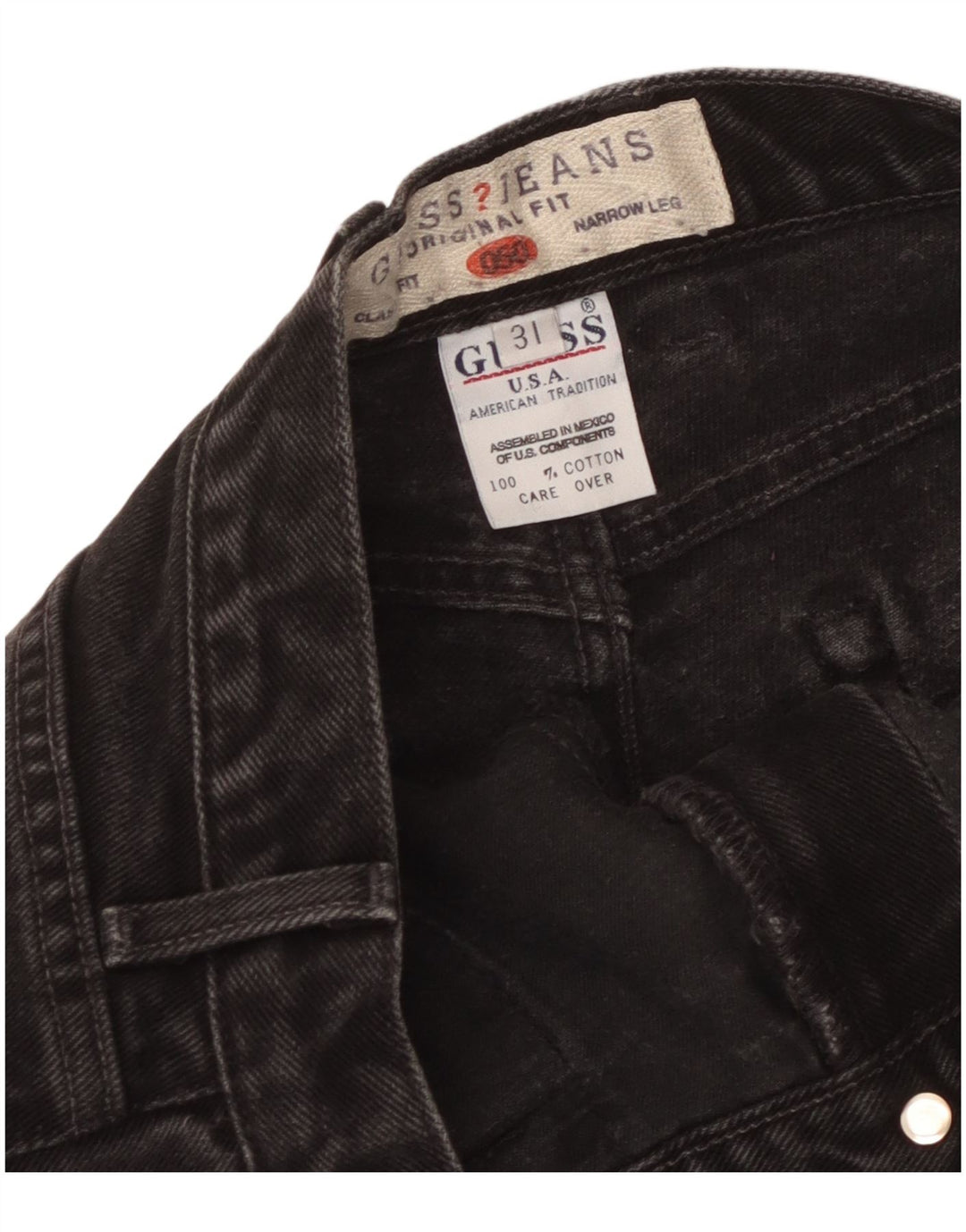 Blugi conici pentru femei Guess W31 L30 bumbac negru