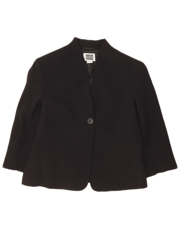 Sacou blazer pentru femei Perte by Krizia cu mânecă 3/4 și 1 nasture UK 14 Medium Negru