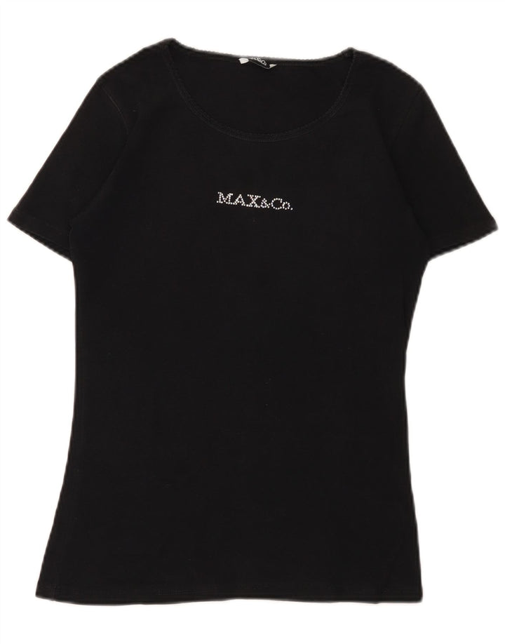 MAX & CO. Tricou grafic pentru femei Top UK 12 Medium Black Bumbac