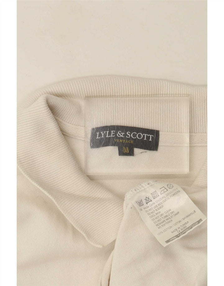 Tricou polo obișnuit cu mânecă lungă pentru bărbați Lyle & Scott, bumbac alb mediu