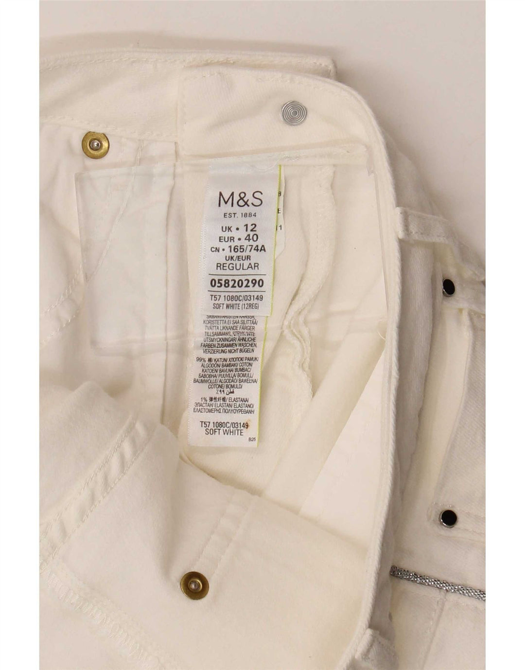 Marks & Spencer Pantaloni slim casual pentru femei UK 12 Medium W30 L28 Alb