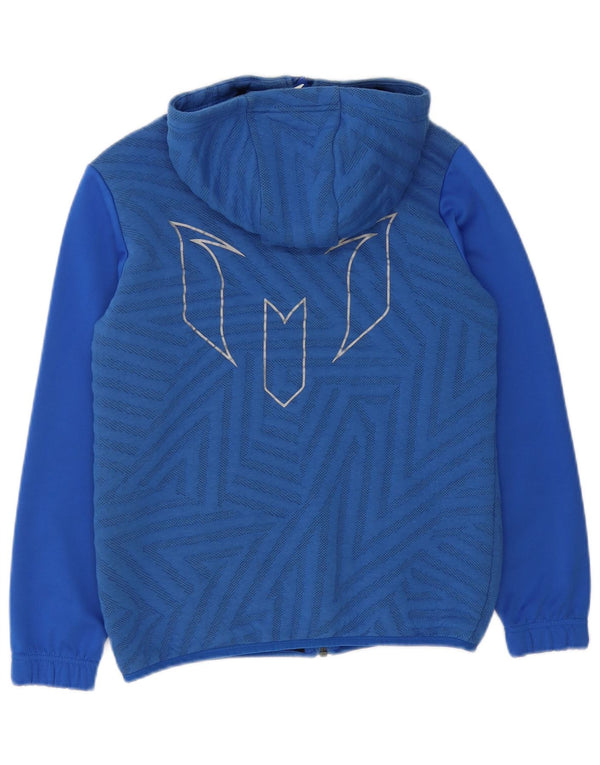 Adidas Băieți MESSI Graphic Zip Hoodie Pulover 11-12 Ani Albastru Geometric