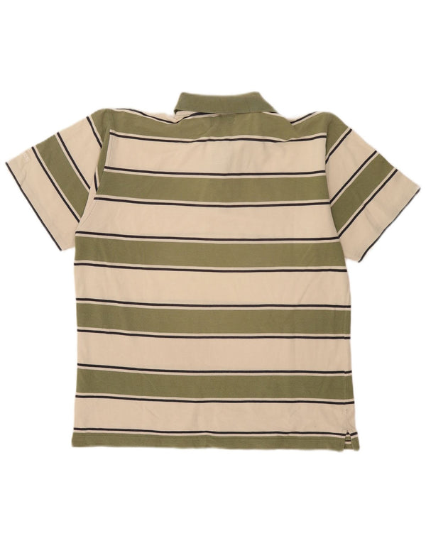 Tricou polo Asics pentru bărbați, bumbac cu dungi kaki mediu