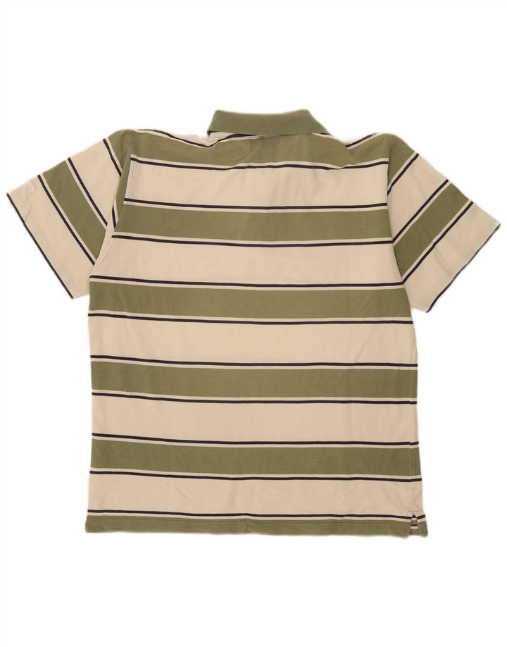 Tricou polo Asics pentru bărbați, bumbac cu dungi kaki mediu