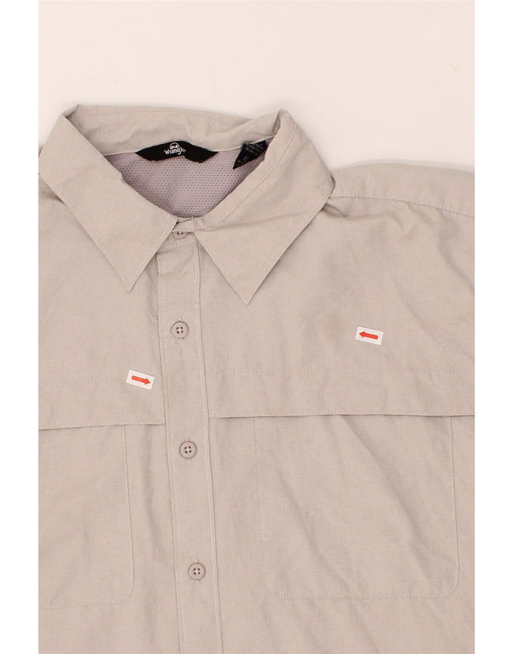 WRANGLER Mens Short Sleeve Shirt XL Grey Polyester Vintage Wrangler and Second-Hand Wrangler from Messina Hembry 