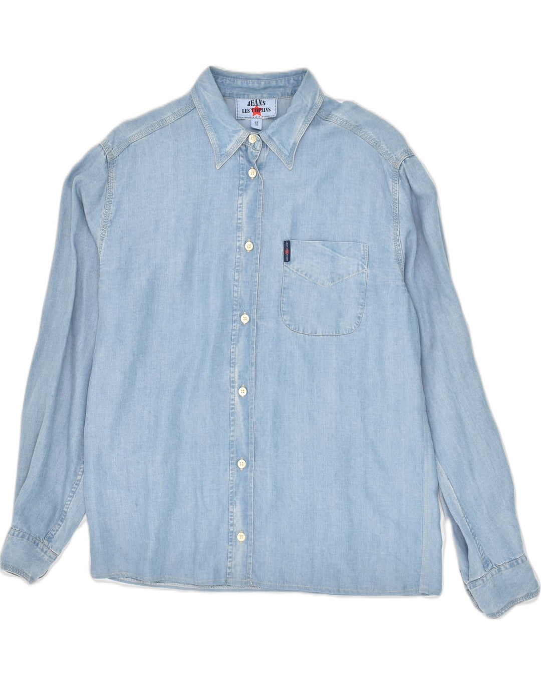 LES COPAINS Womens Denim Shirt IT 44 Medium Blue Cotton Vintage Les Copains and Second-Hand Les Copains from Messina Hembry 