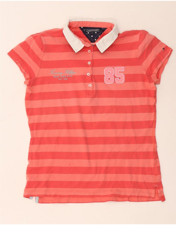 Tricou polo Tommy Hilfiger pentru femei UK 18 XL, bumbac cu dungi roșii