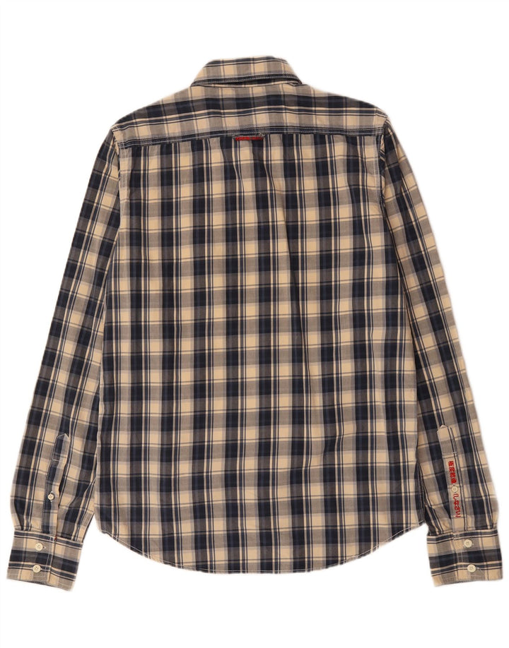 Cămașă pentru bărbați SUPERDRY, mare, din bumbac cu carouri bleumarin