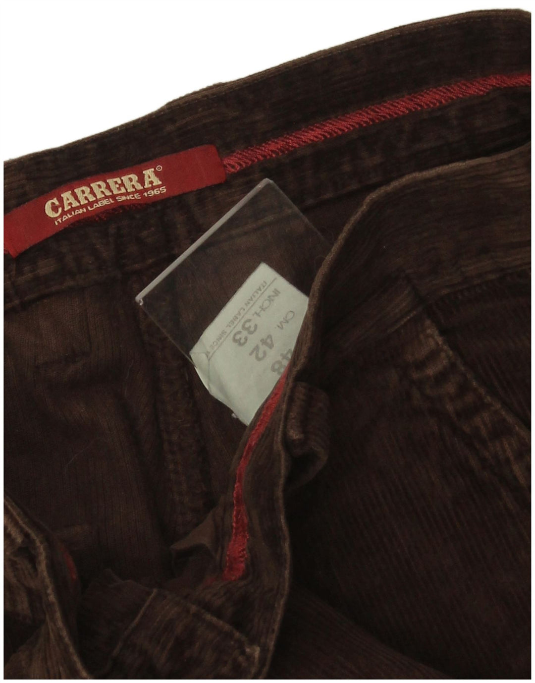 CARRERA Pantaloni drepti pentru bărbați din velur IT 48 Medium W32 L30 Maro Bumbac
