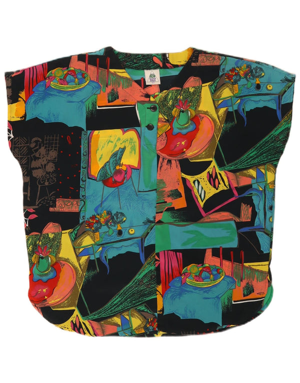 NOU FAST Top bluză cu model abstract pentru femei EU 42 Poliester negru mare