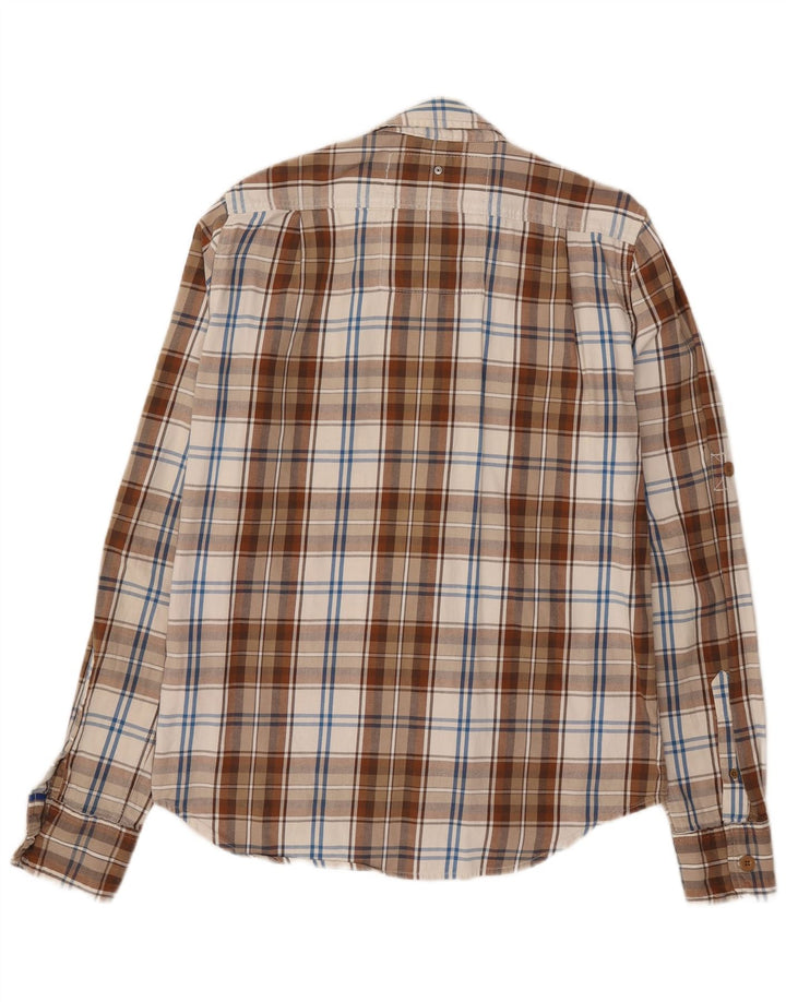 Cămașă de flanel pentru bărbați Superdry, bumbac cu carouri, bej mare