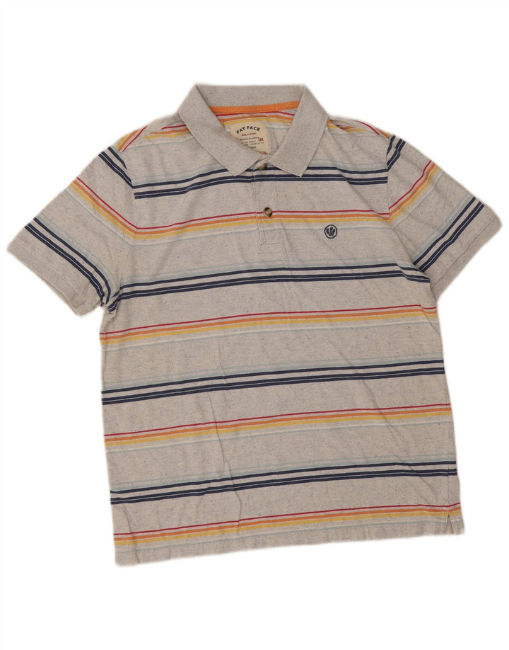 Tricou polo pentru bărbați Fat Face, mare, gri, bumbac cu dungi