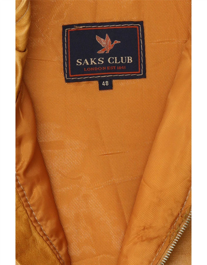 Saks Club Gilet Captusit din piele pentru barbati IT 48 Medium Beige