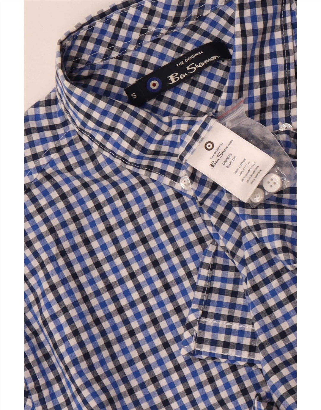 Cămașă pentru bărbați Ben Sherman, mică, albastru, bumbac vichy