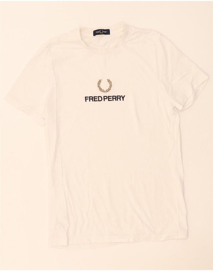 Tricou grafic Fred Perry pentru bărbați Top mic din bumbac alb