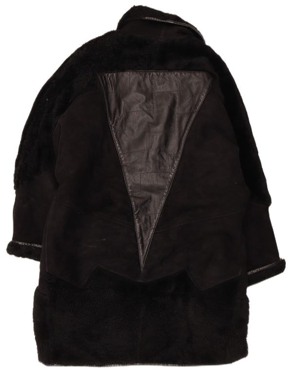 Palton vintage pentru femei din shearling UK 18 XL negru