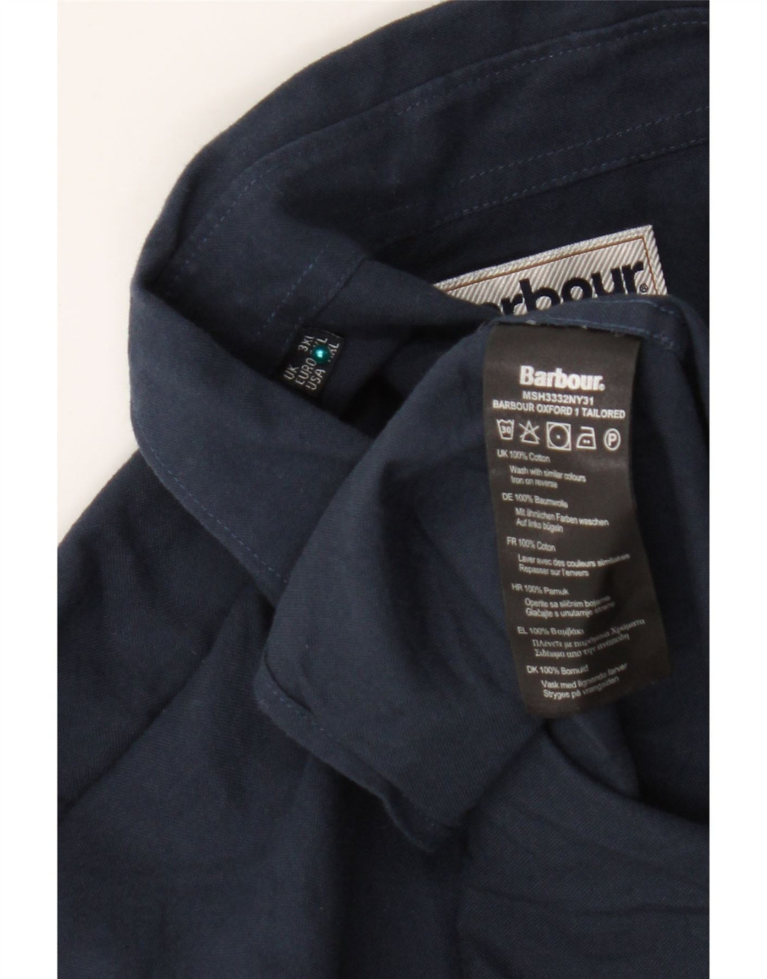 Cămașă pentru bărbați Barbour 3XL, bumbac bleumarin