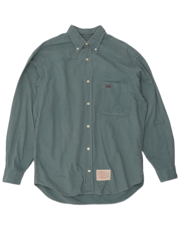 THINK PINK Mens Shirt Size 39 15 1/2 Medium Green Cotton