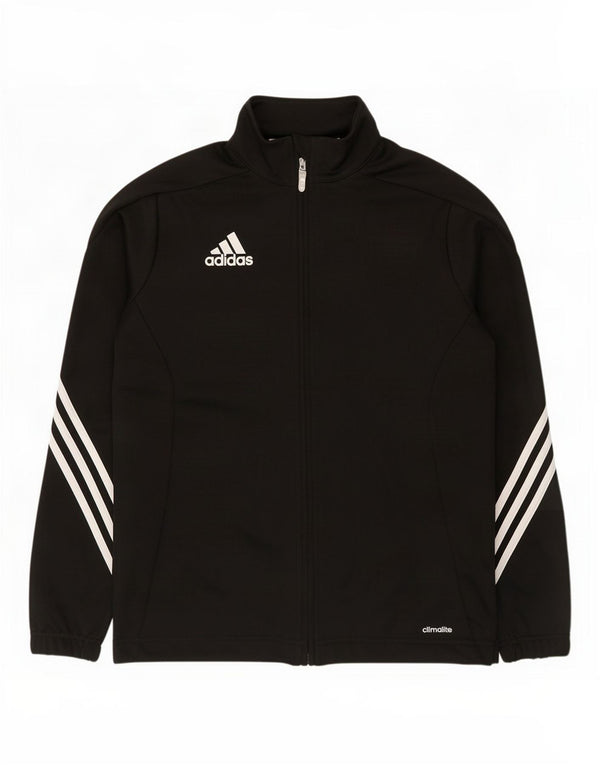 Adidas Boys Climalite Tracksuit Top Jacket 13-14 Years Black Polyester