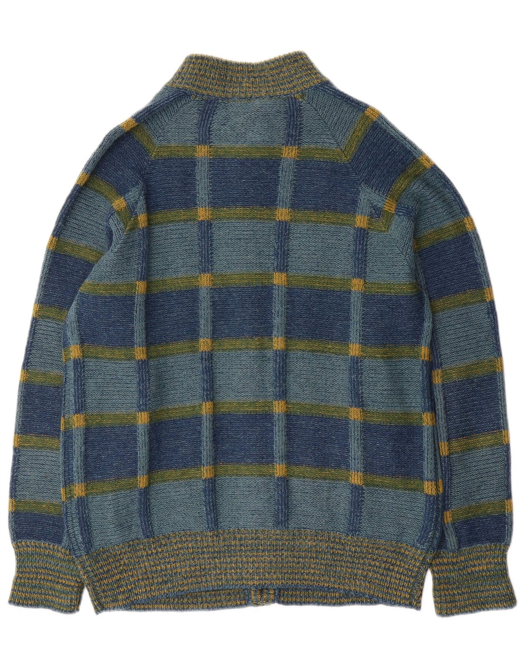 Pulover Cardigan Vintage pentru bărbați IT 52 Large Blue Check