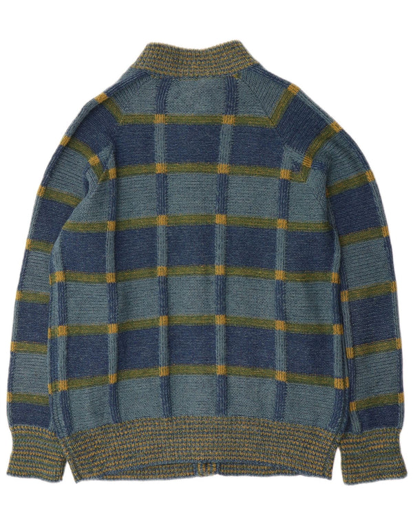 Pulover Cardigan Vintage pentru bărbați IT 52 Large Blue Check