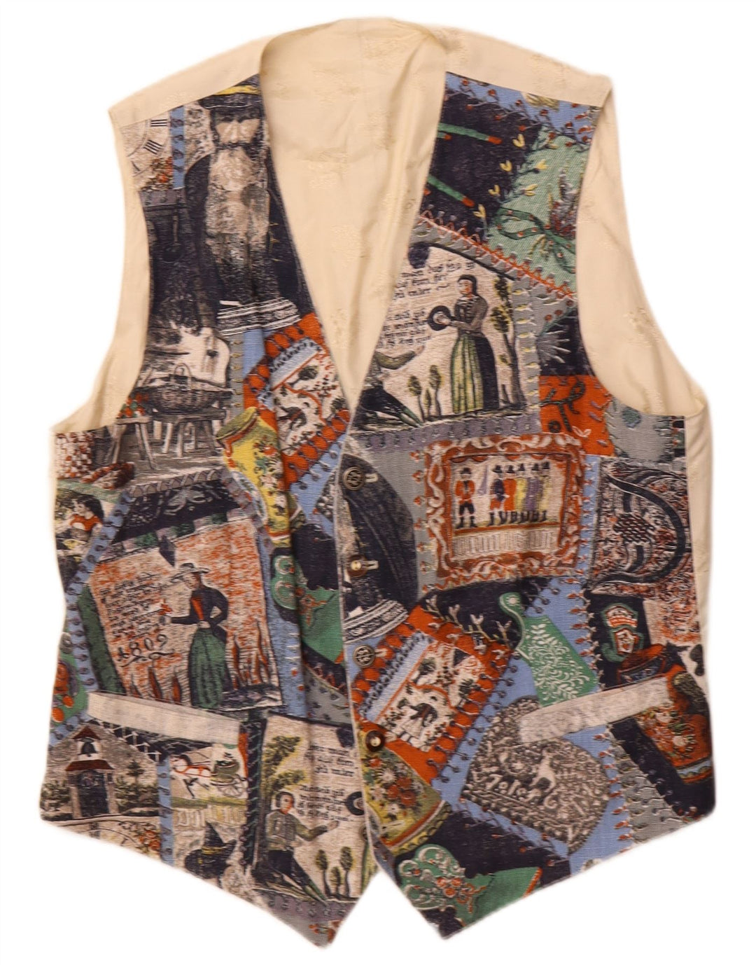 Julius Lang vestă cu grafică pentru bărbați IT 54 XL bej viscoză mozaic