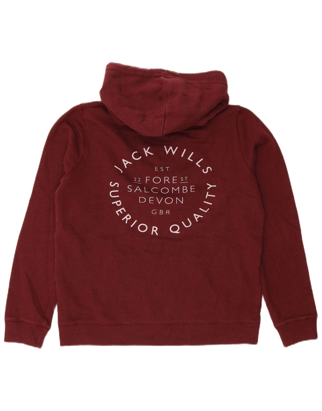 JACK WILLS Pulover cu glugă cu grafică pentru femei UK 12 Bumbac Burgundy mediu