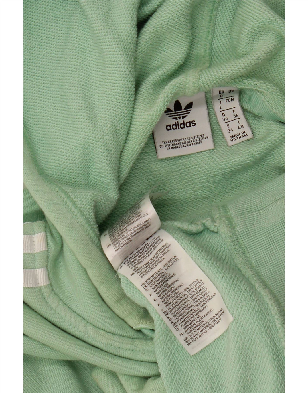 Jumper ADIDAS pentru femei, supradimensionat, cu glugă, UK 8, bumbac verde mic