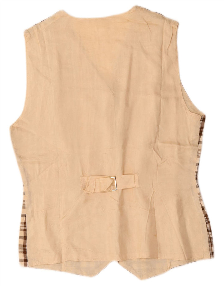 Vestă vintage pentru femei UK 12 Medium Beige Check
