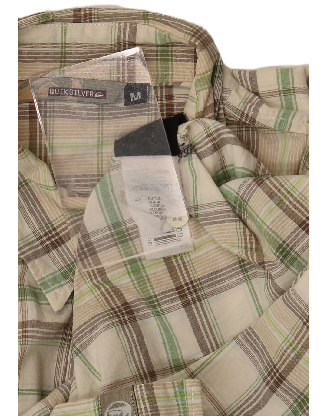 Cămașă pentru bărbați Quiksilver, bumbac cu carouri verde mediu
