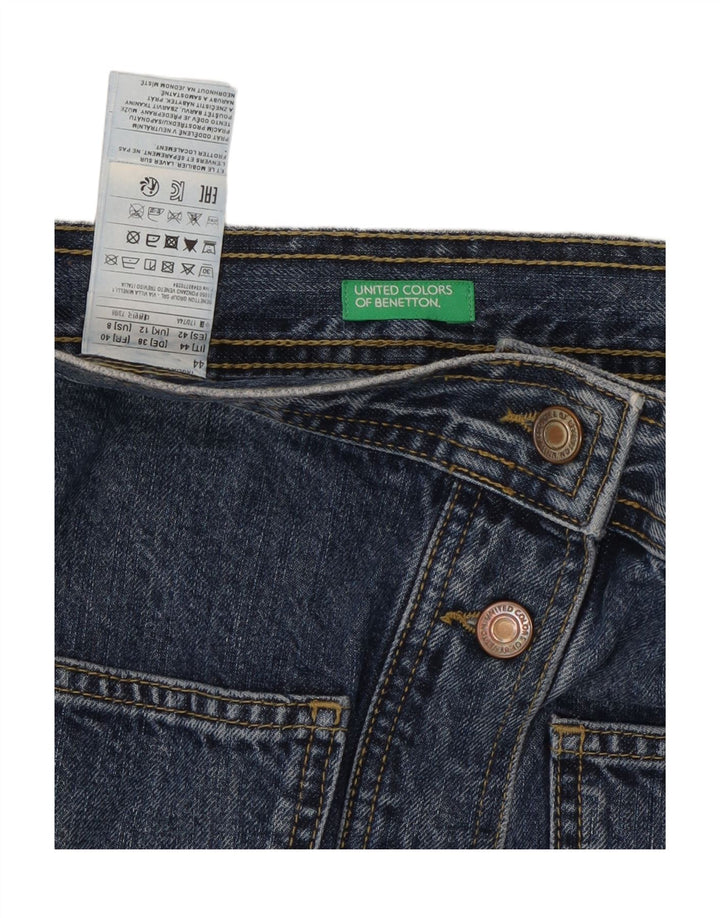 Fusta de blugi pentru femei BENETTON UK 12 Medium W30 Bumbac albastru