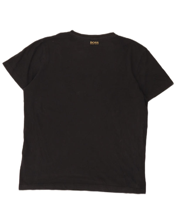 Tricou grafic pentru bărbați Hugo Boss Top mare din bumbac negru