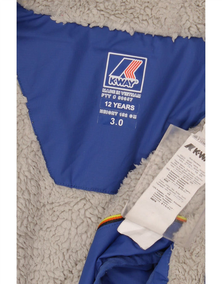 Jachetă de vânt cu glugă K-Way pentru băieți 11-12 ani poliamidă albastră