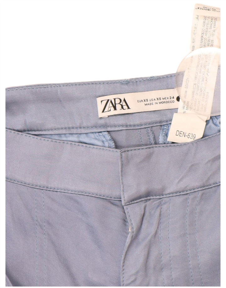 Pantaloni cargo drepti pentru femei ZARA XS W24 L30 Blue Viscose