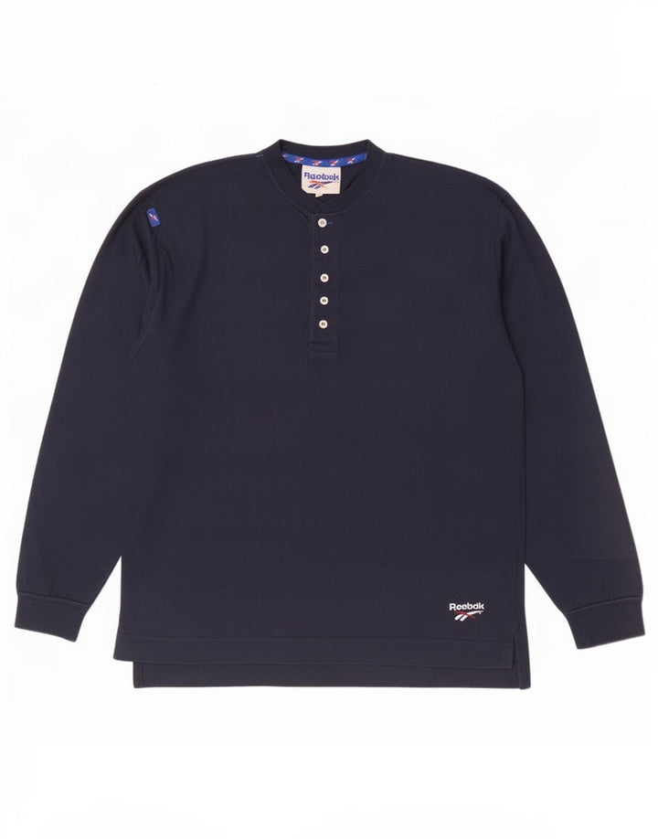 Top pentru bărbați Reebok cu mânecă lungă, mic, albastru, bumbac