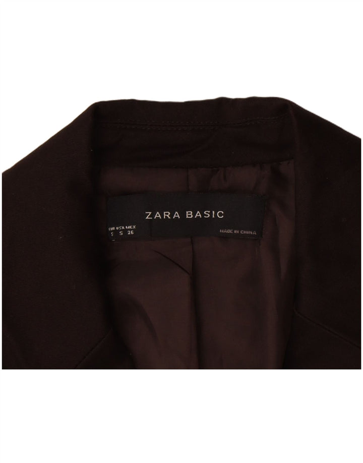 Blazer pentru femei Zara, cu 1 nasture, UK 10, bumbac maro mic