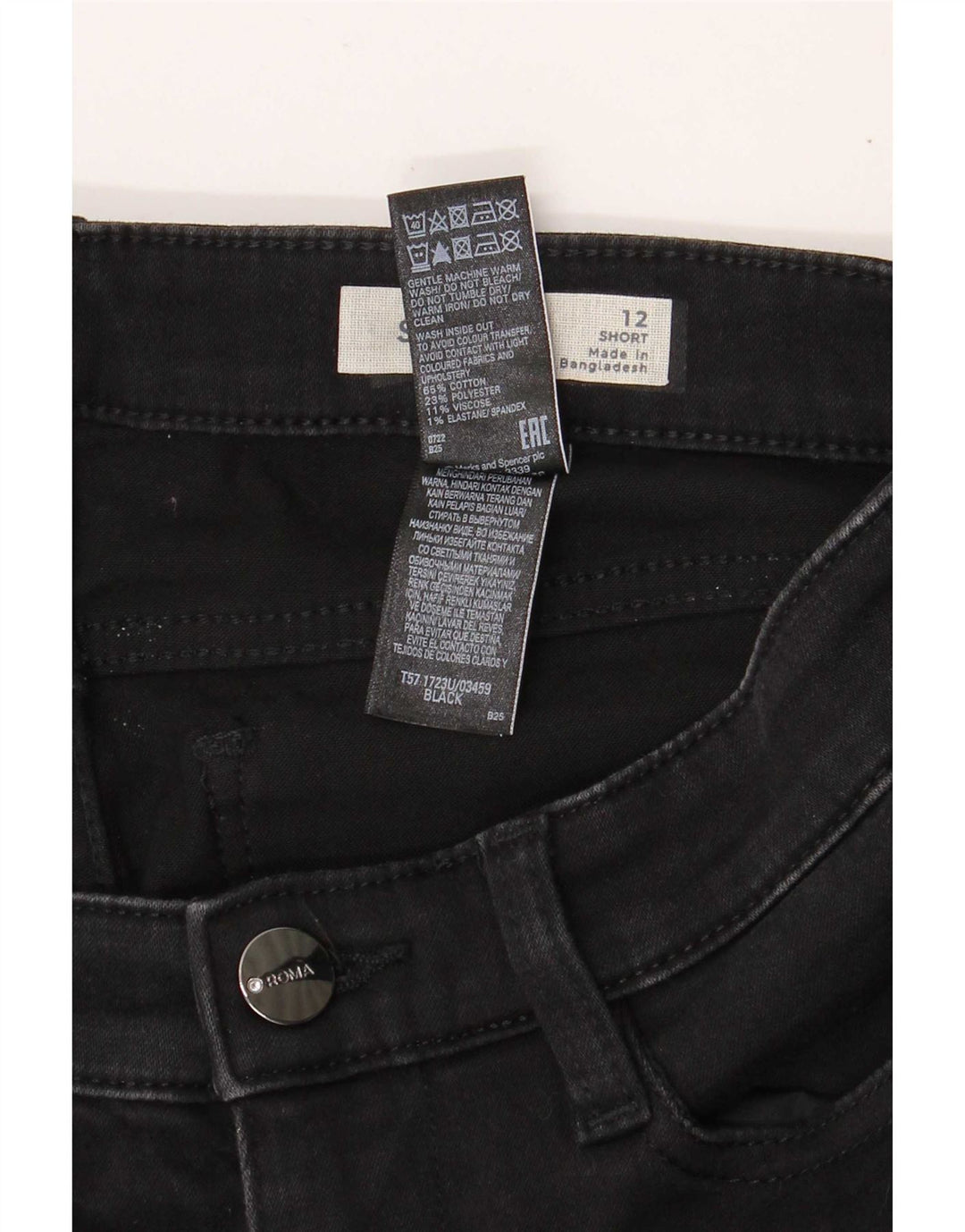 Marks & Spencer Blugi drepți scurti pentru femei UK 12 Medium W28 L29 Negri