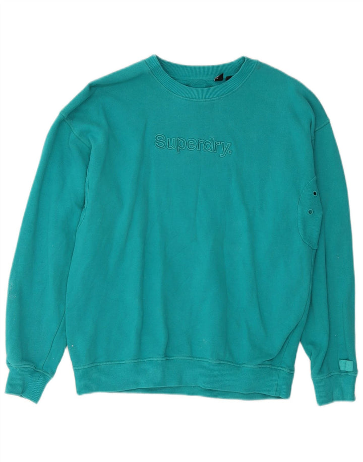 SUPERDRY Hanorac grafic pentru bărbați Pulover mic din bumbac turcoaz