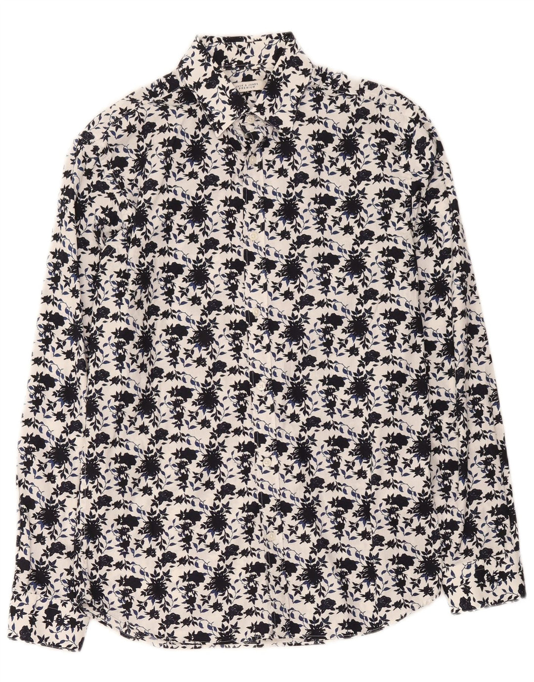 Cămașă Jack & Jones pentru bărbați, bumbac floral alb mediu