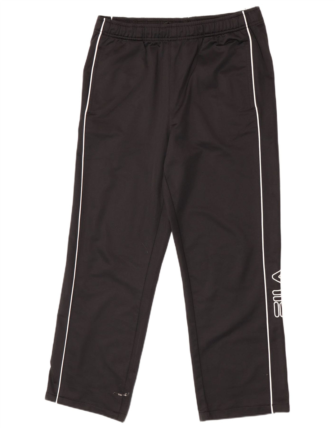 Pantaloni de trening Fila pentru bărbați cu grafică, poliester cu dungi medii, negre