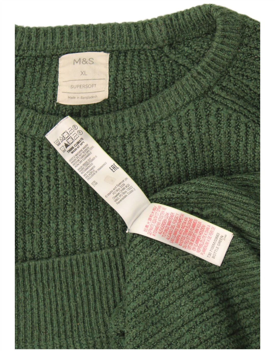Pulover pentru bărbați Marks & Spencer cu gât crew pulover XL verde poliamidă