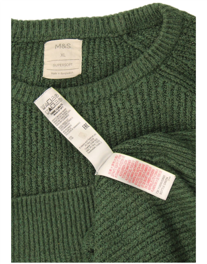 Pulover pentru bărbați Marks & Spencer cu gât crew pulover XL verde poliamidă