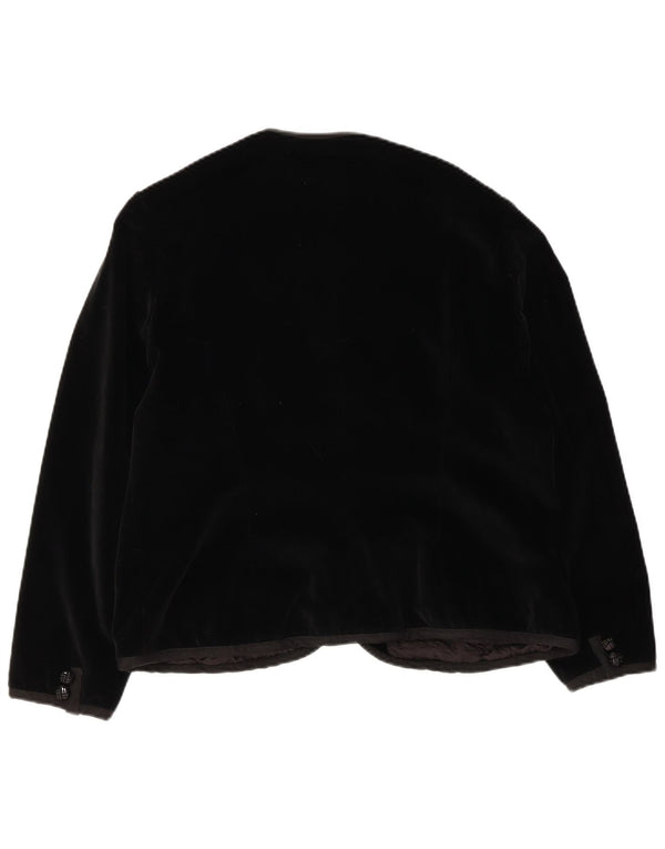 Jachetă vintage din catifea cu 5 nasturi pentru femei UK 14 Medium Black