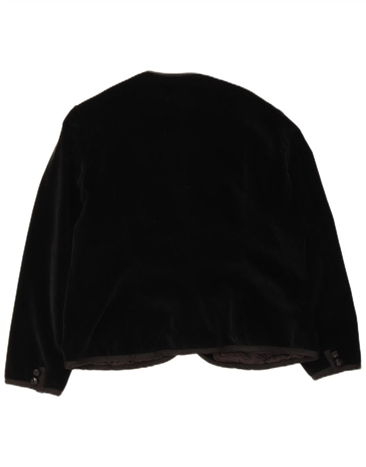Jachetă vintage din catifea cu 5 nasturi pentru femei UK 14 Medium Black