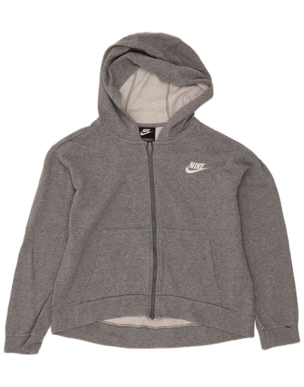 Pulover Nike pentru fete, cu formă standard, cu fermoar, 13-14 ani, XL, bumbac gri