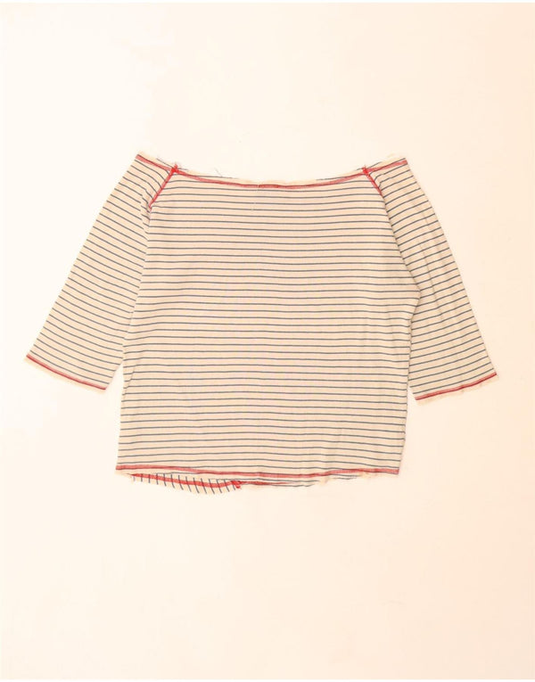 Top cu umeri Lee pentru femei, cu mâneci 3/4 UK 18 XL, cu dungi alb