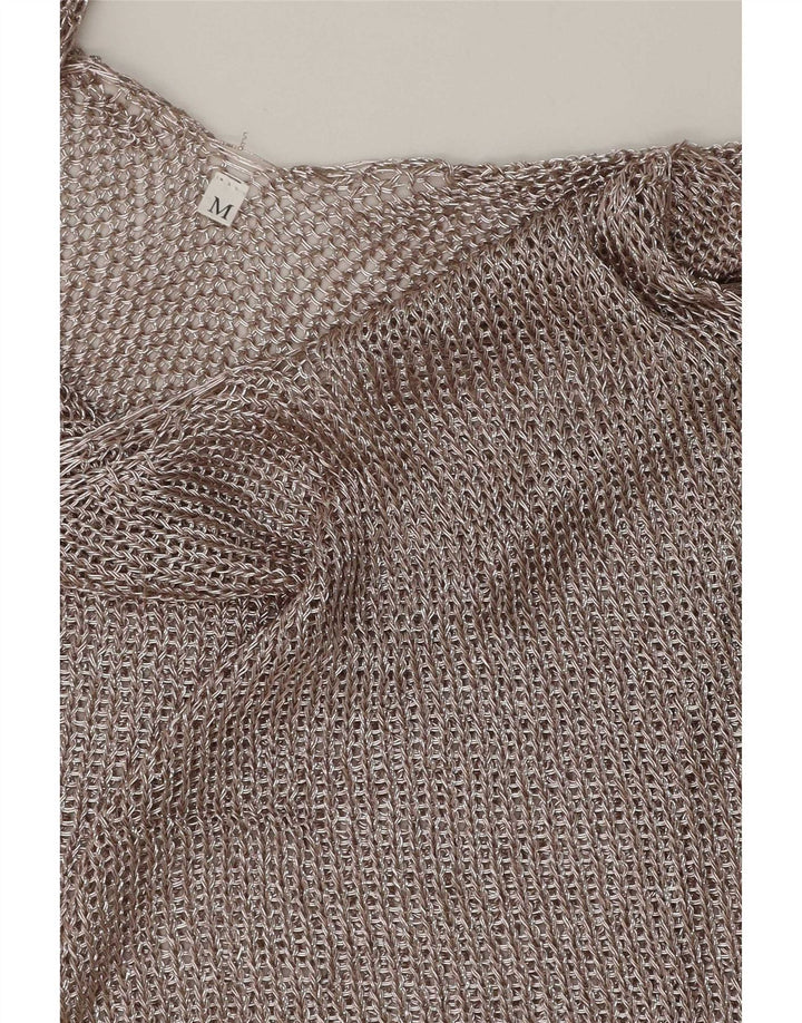 Vest de croșetat vintage pentru femei UK 12 Medium Silver